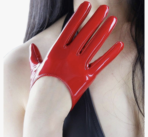 red vinyl glove