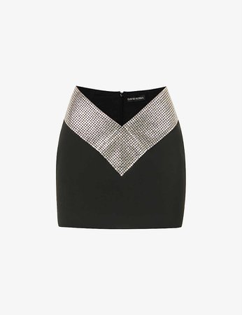 DAVID KOMA - Crystal-embellished stretch-crepe mini skirt | Selfridges.com