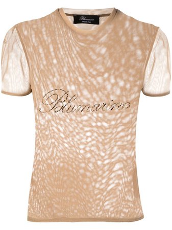 Blumarine Rhinestone Logo Tulle T-shirt - Farfetch