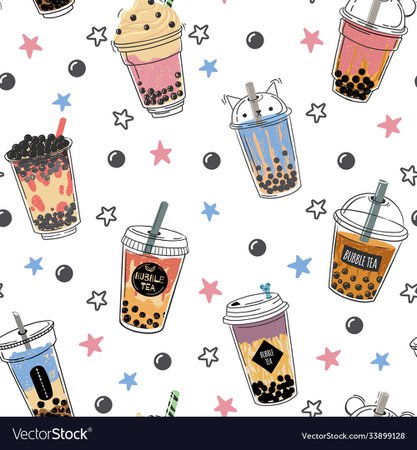 Bubble tea seamless pattern popular asian cold Vector Image