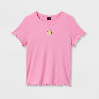 Girls' Boxy Embroidered Short Sleeve T-shirt - Art Class™ : Target