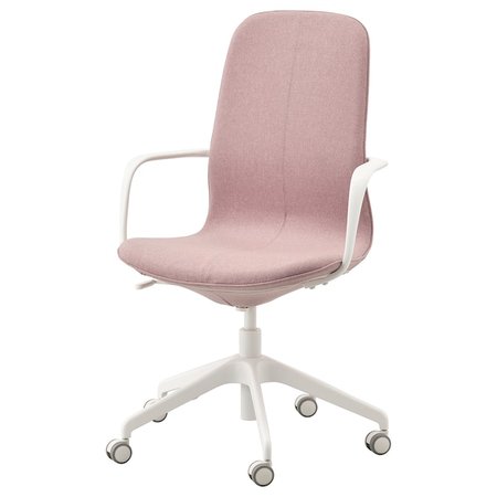 LÅNGFJÄLL Office chair with armrests - Gunnared light brown-pink, white - IKEA