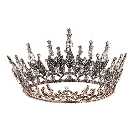 Amazon.com : SWEETV Baroque Queen Crown for Women, Rhinestone Wedding Crown, Black Tiara Costume Party Accessories for Brithday Prom : Beauty