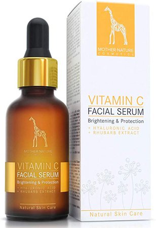 Vitamin C Serum with hyaluronic acid and rhubarb extract - natural vegan cosmetics - 30 ml made in Austria by Mother Nature Cosmetics, intensive anti-aging facial care, combats wrinkles and blemishes: Amazon.co.uk: Beauty