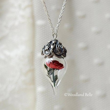 rose necklace beauty and the beast
