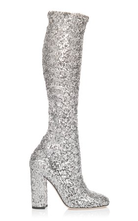 Silver Sequin Boot by Dolce & Gabbana | Moda Operandi