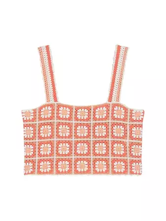 Shop Maje Matucada Granny Square Crochet Crop Top | Saks Fifth Avenue
