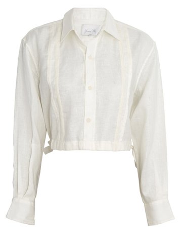 Johanna Ortiz Cuban Towns Cropped Linen Shirt | INTERMIX®