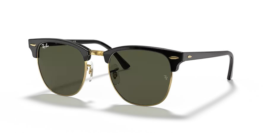 Ray-Ban RB3016 Clubmaster Classic 49 Green & Black On Gold Sunglasses | Sunglass Hut USA