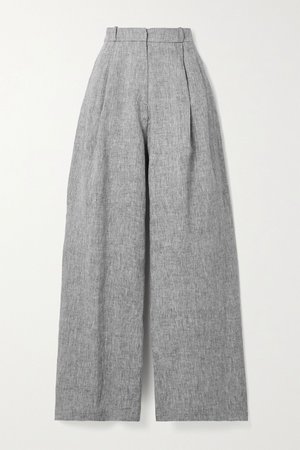 Dark gray Ainsley linen wide-leg pants | Miguelina | NET-A-PORTER