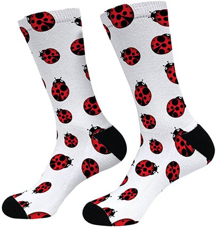 Amazon.com: WIRESTER Novelty Socks for Men & Women Comfy Crew Socks with Pattern Design - Ladybug : Clothing, Shoes & Jewelry