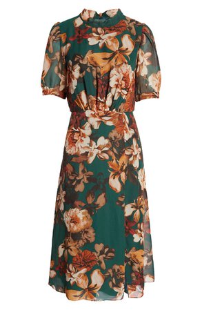 Floral Short Sleeve Midi Dress | Nordstrom