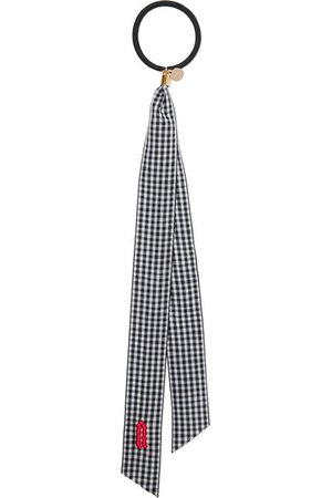 LELET NY | Embroidered gingham canvas hair tie | NET-A-PORTER.COM