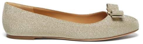 Varina Glittered Leather Ballet Flats - Womens - Gold