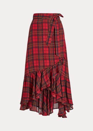 Plaid Ruffled Georgette Skirt