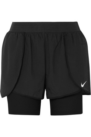 Nike | Flex Bliss layered stretch-shell and mesh shorts | NET-A-PORTER.COM