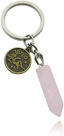 Amazon.com: ZUOPIPI Zodiac Crystal Stone Keychain Natural Rose Stone/Red Agate/Aventurine Healing Crystal Keychain (virgo): Jewelry