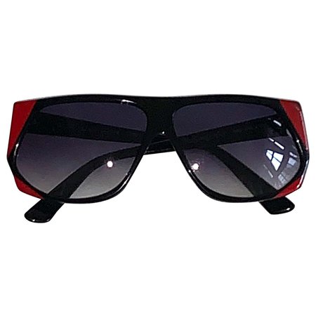 Yves Saint Laurent 1980s Black and Red Vintage Sunglasses YSL Logo Museum Piece For Sale at 1stDibs