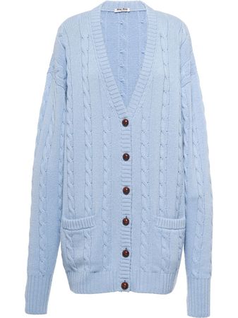 Shop Miu Miu cable-knit cashmere cardigan with Express Delivery - FARFETCH