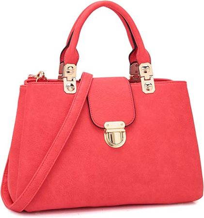 Amazon.com: Dasein Women Satchel Handbags Top Handle Purse Medium Tote Bag Vegan Leather Shoulder Bag Coral : Clothing, Shoes & Jewelry