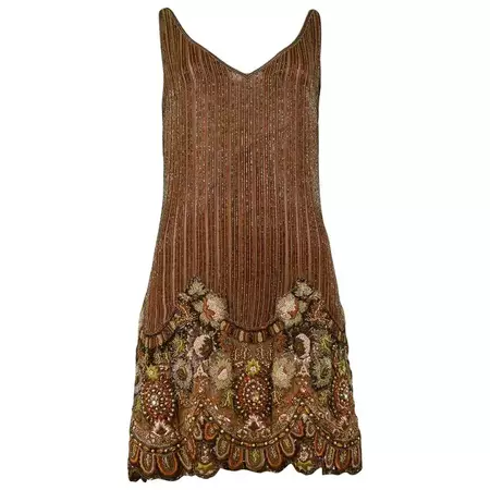 Vintage Valentino Heavily Beaded Floral Mini Dress For Sale at 1stDibs | valentino beaded dress, beaded dress vintage, vintage beaded dress