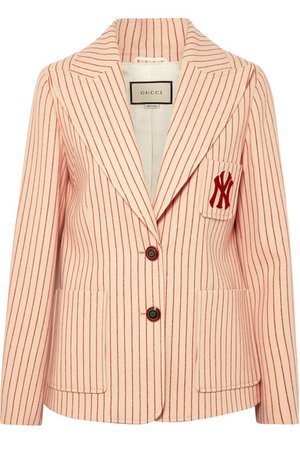 Gucci | + New York Yankees embroidered striped wool blazer | NET-A-PORTER.COM
