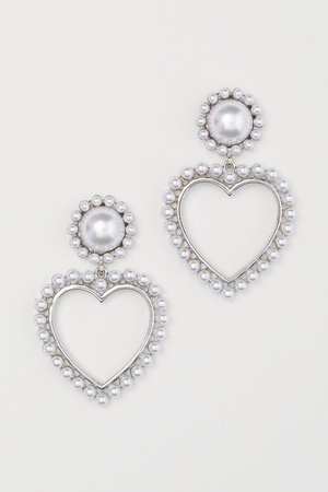 Heart-shaped Earrings - Silver-colored - Ladies | H&M US