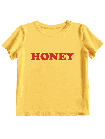 Tied Letter Printed T Shirt YELLOW: Tees M | ZAFUL