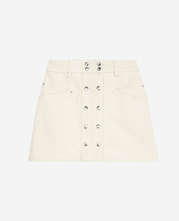 Ecru denim skirt with double buttoning | The Kooples