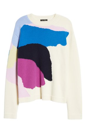 St. John Collection Abstract Floral Intarsia Wool & Silk Sweater | Nordstrom