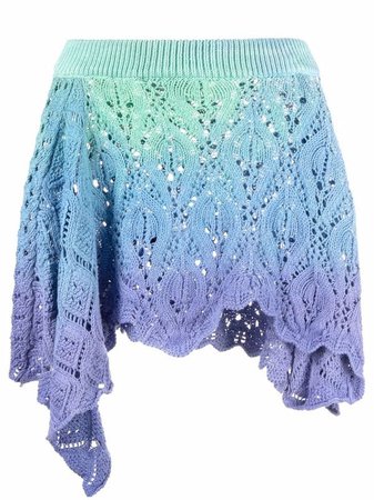 The Attico crochet asymmetric skirt - blue ombre