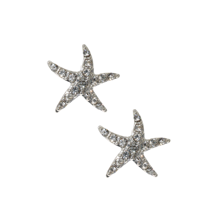 Claire's Silver and Crystals Starfish Stud Earrings