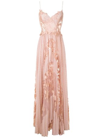 Shop pink Martha Medeiros Niki pleated long dress with Express Delivery - Farfetch
