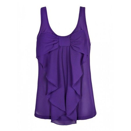 CHIFFON TOP W/BOW FRONT in Purple