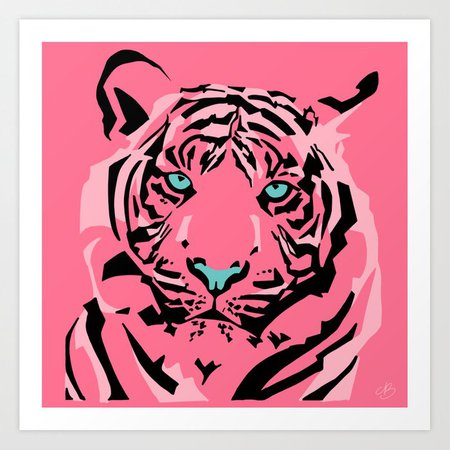 Pop Art Pink Tiger Art Print by Cheney Beshara Art | Society6