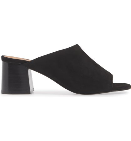 Halogen® Faye Asymmetrical Slide Sandal (Women) Black