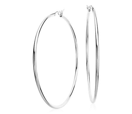 Statement Polished Hoop Earrings in Sterling Silver (2 3/8") | Blue Nile