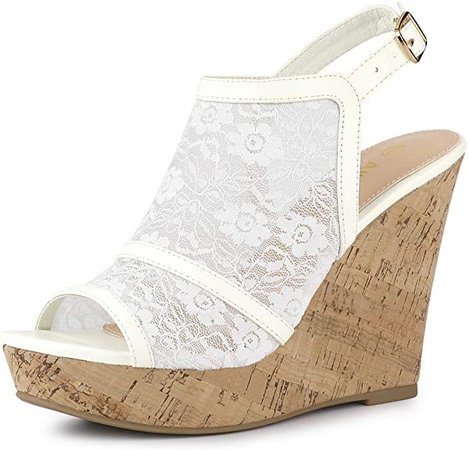Amazon.com | Allegra K Women's Open Toe Platform Heel Lace Wedges Sandals | Platforms & Wedges
