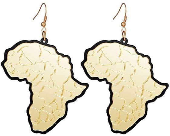 Aijian Golden African Map Fashion Acrylic Earrings (Golden): Clothing, Shoes & Jewelry