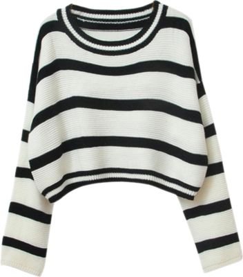 White & Black Crop Sweater