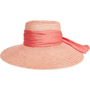 Annabelle Faille-trimmed Straw Sunhat - Peach for $465.00 available on URSTYLE.com