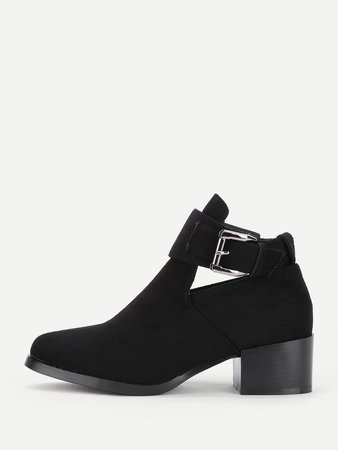 Buckle Detail Block Heeled Boots
