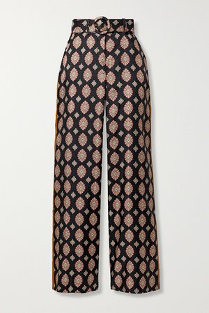 Black Riad printed silk straight-leg pants | NICHOLAS | NET-A-PORTER