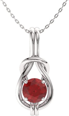 Amazon.com: Diamondere Natural and Certified Garnet Infinity Knot Solitaire Necklace in 14k White Gold | 0.42 Carat Pendant with Chain: Clothing