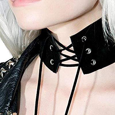 Amazon.com: Sexy Women Lace Up Gothic Punk Choker black Velvet Leather Necklace Jewelry: Home & Kitchen