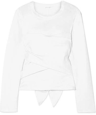 The Line By K - Wayne Wrap-effect Stretch Cotton-jersey Top