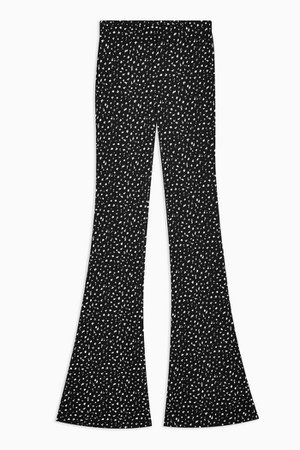 Black and White Ditsy Flare Trousers | Topshop black
