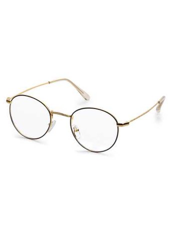 Gold Metal Frame Round Clear Lens Glasses