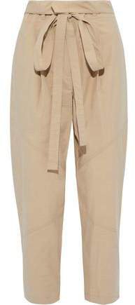 Bryan Cropped Belted Cotton-blend Tapered Pants
