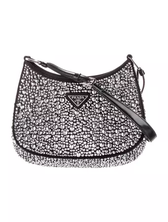 Prada Crystal-Embellished Cleo Shoulder Bag - Black Shoulder Bags, Handbags - PRA823821 | The RealReal